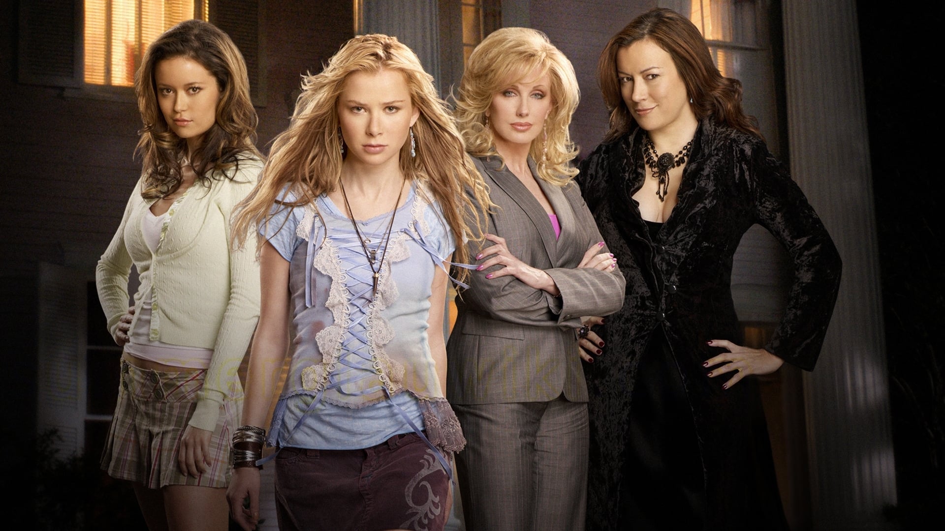 Cast line-up - (l to r) sisters Summer Glau and Mika Boorem their mother Morgan Fairchild and sorority housemother Jennifer Tilly in The Initiation of Sarah (2006)