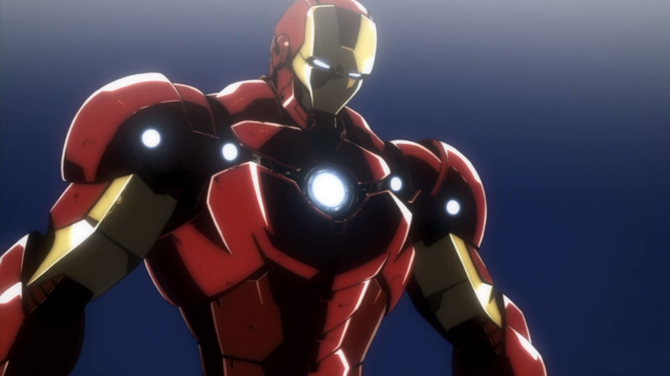 The animated Iron Man in action in Iron Man: Rise of the Technovore (2013)