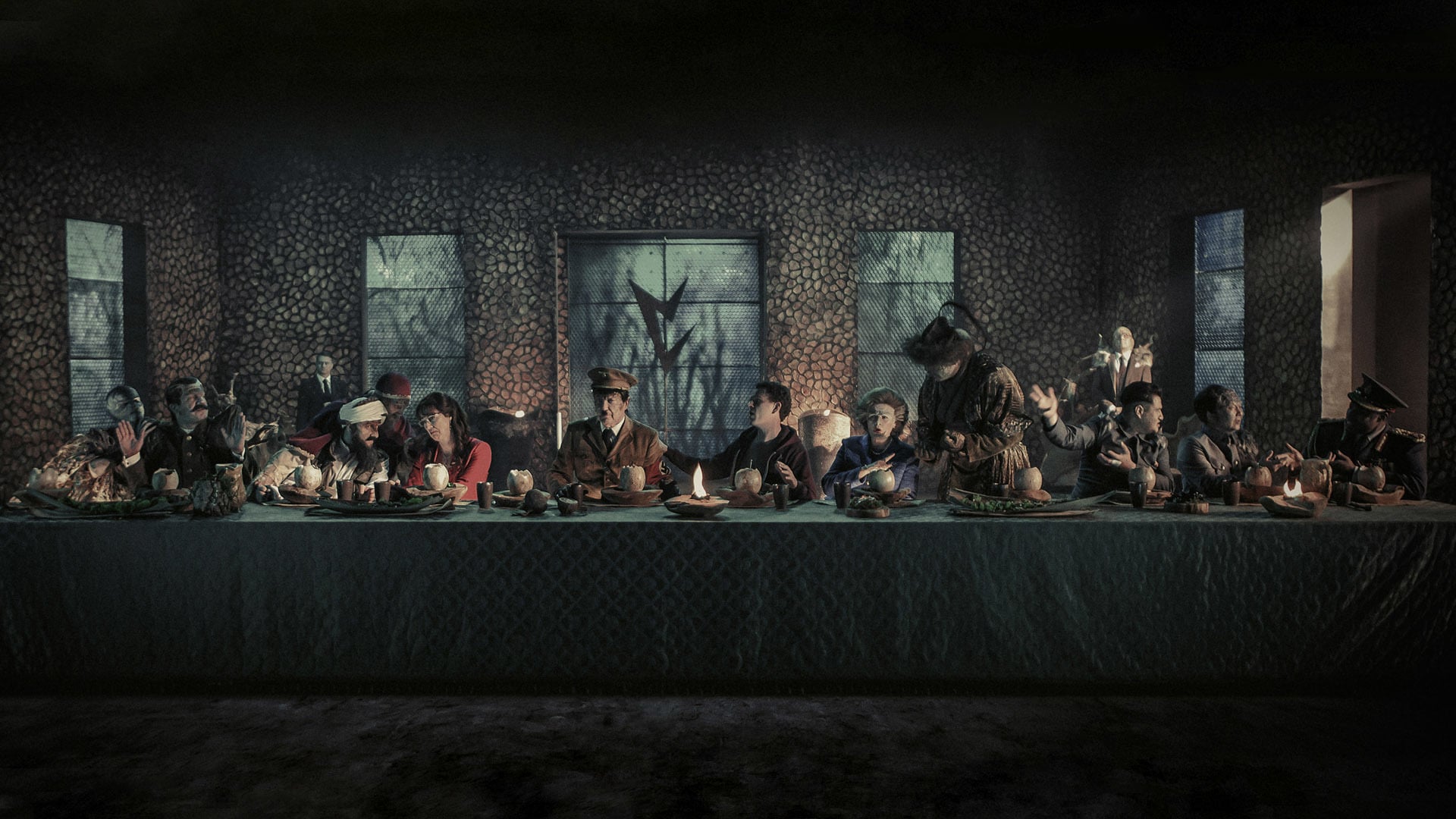 Da Vinci's The Last Supper restaged with alien lizard people in Iron Sky: The Coming Race (2019)