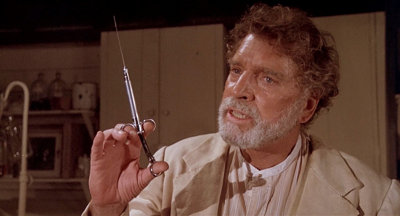 Burt Lancaster as Dr Moreau in The Island of Dr Moreau (1977)