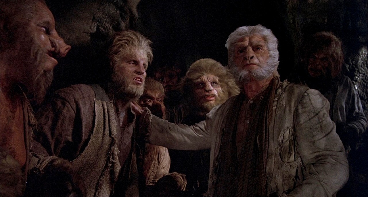 The Humanimals with Richard Basehart as the Sayer of the Law in The Island of Dr Moreau (1977)