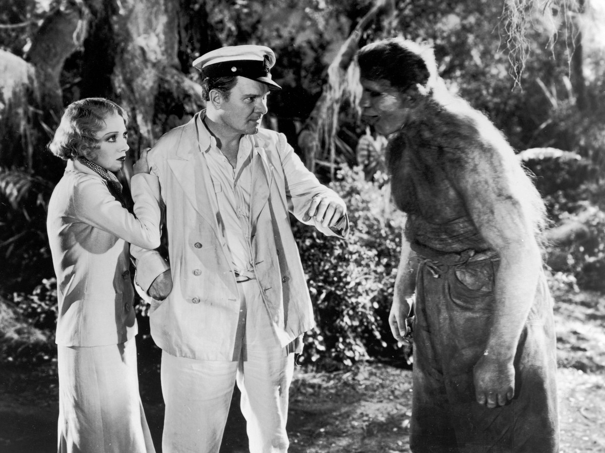 Leila Hyams and Richard Arlen encounter one of the Beast People in The Island of Lost Souls (1932)