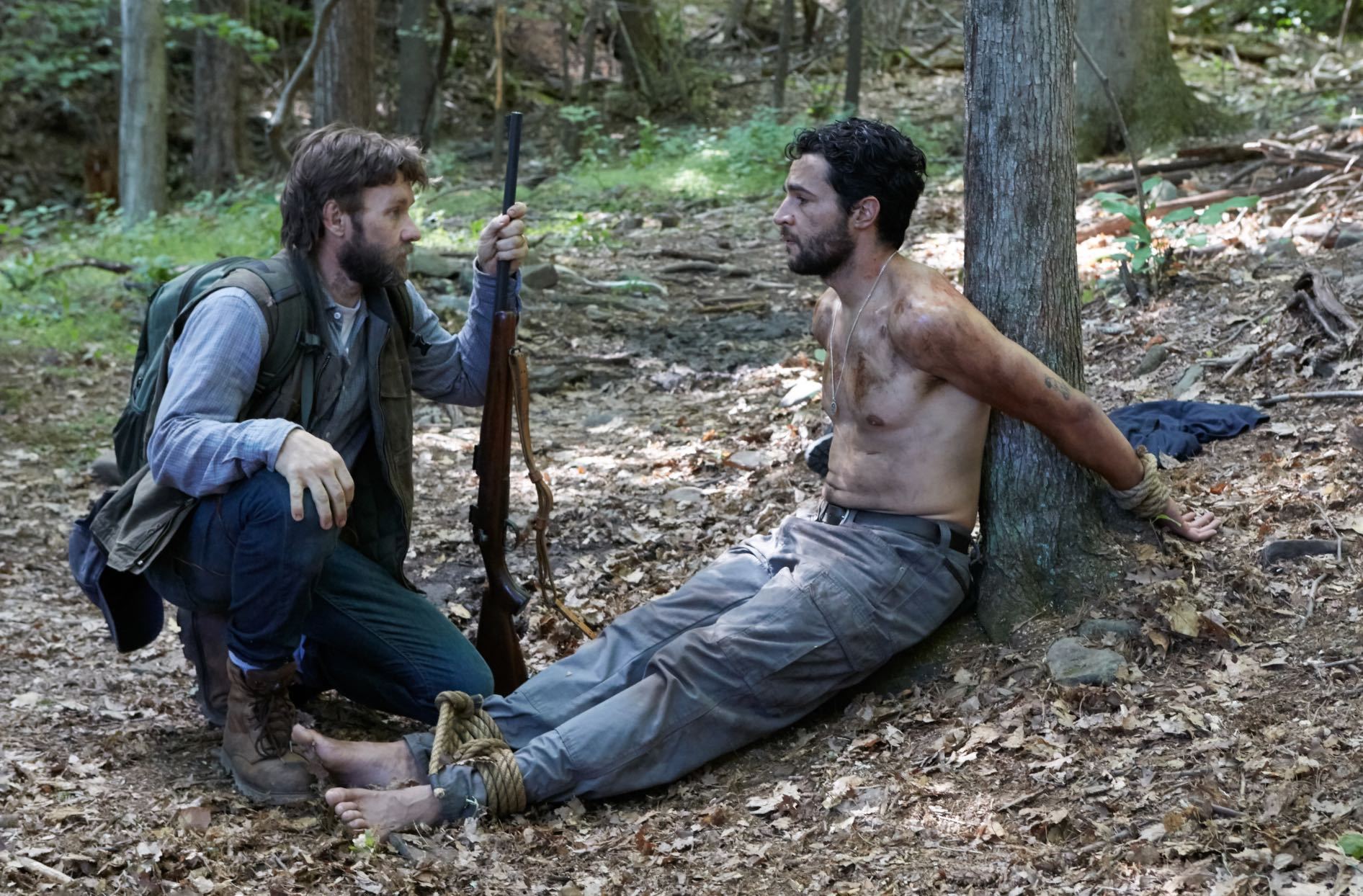 Joel Edgerton keeps Christopher Abbott tied up in It Comes At Night (2017)