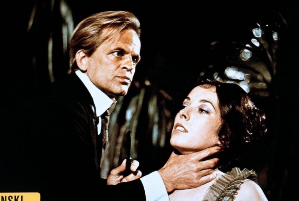 Klaus Kinski menaces a victim in Jack the Ripper (1976)