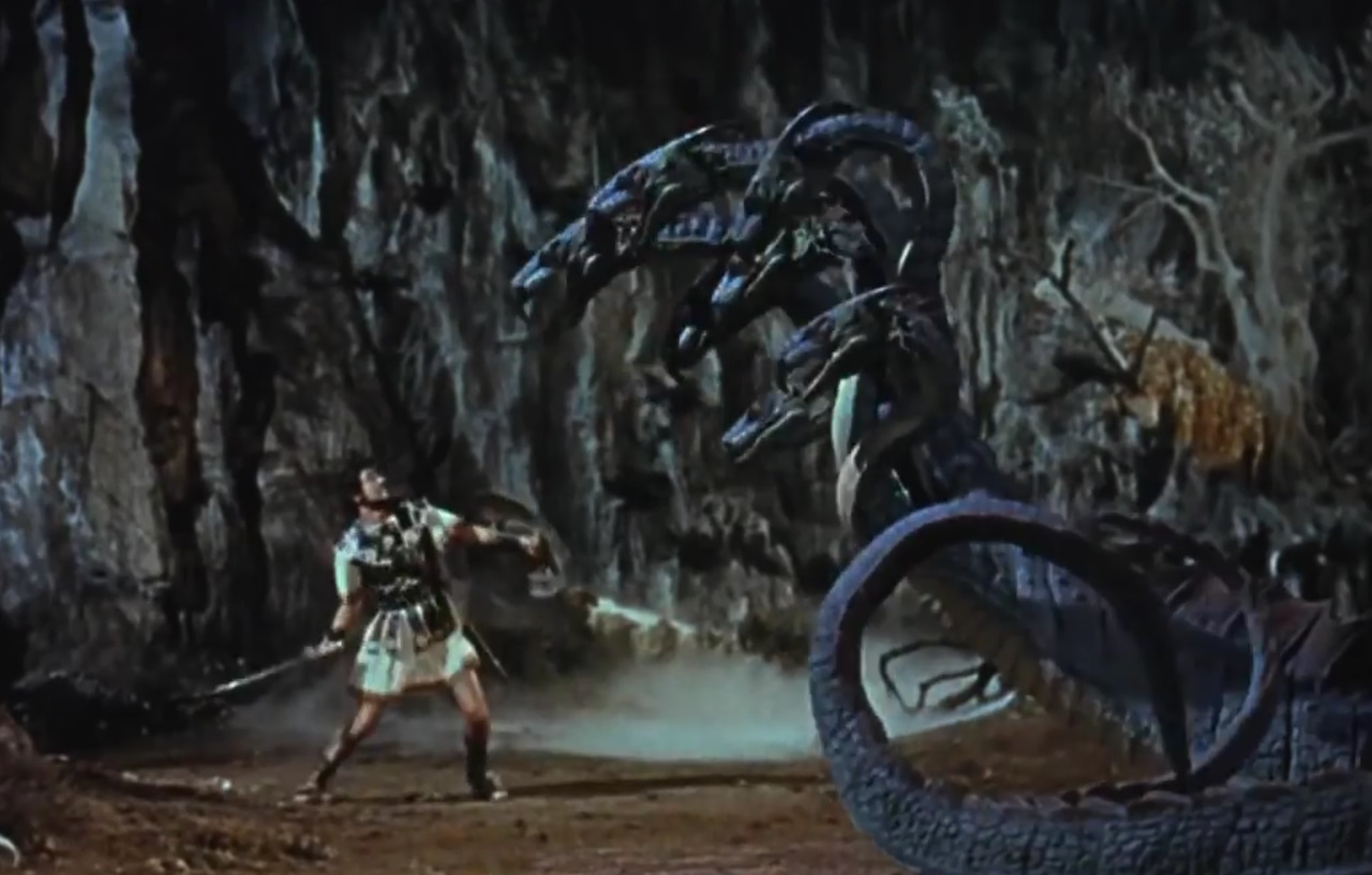 Jason (Todd Armstrong) up against The Hydra in Jason and the Argonauts (1963)