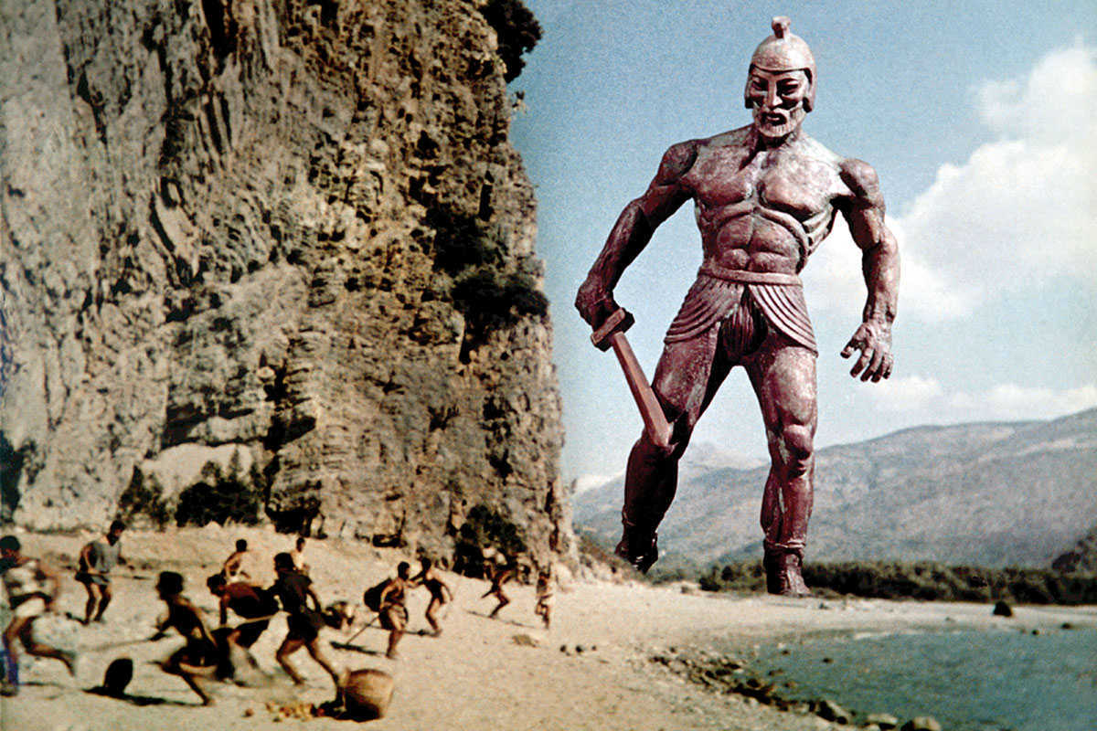 The Argonauts encounter the giant bronze Talos in Jason and the Argonauts (1963)