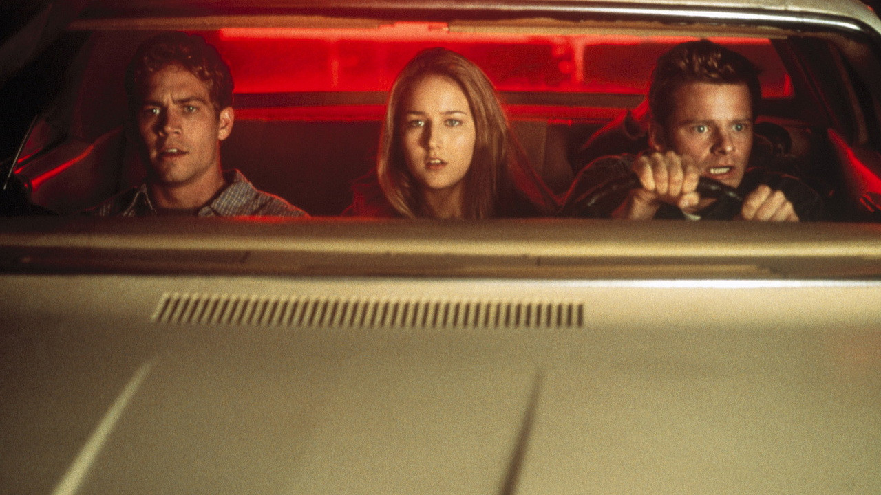 Three people on a road trip - Paul Walker, Leelee Sobieski, Steve Zahn in Joy Ride (2001)