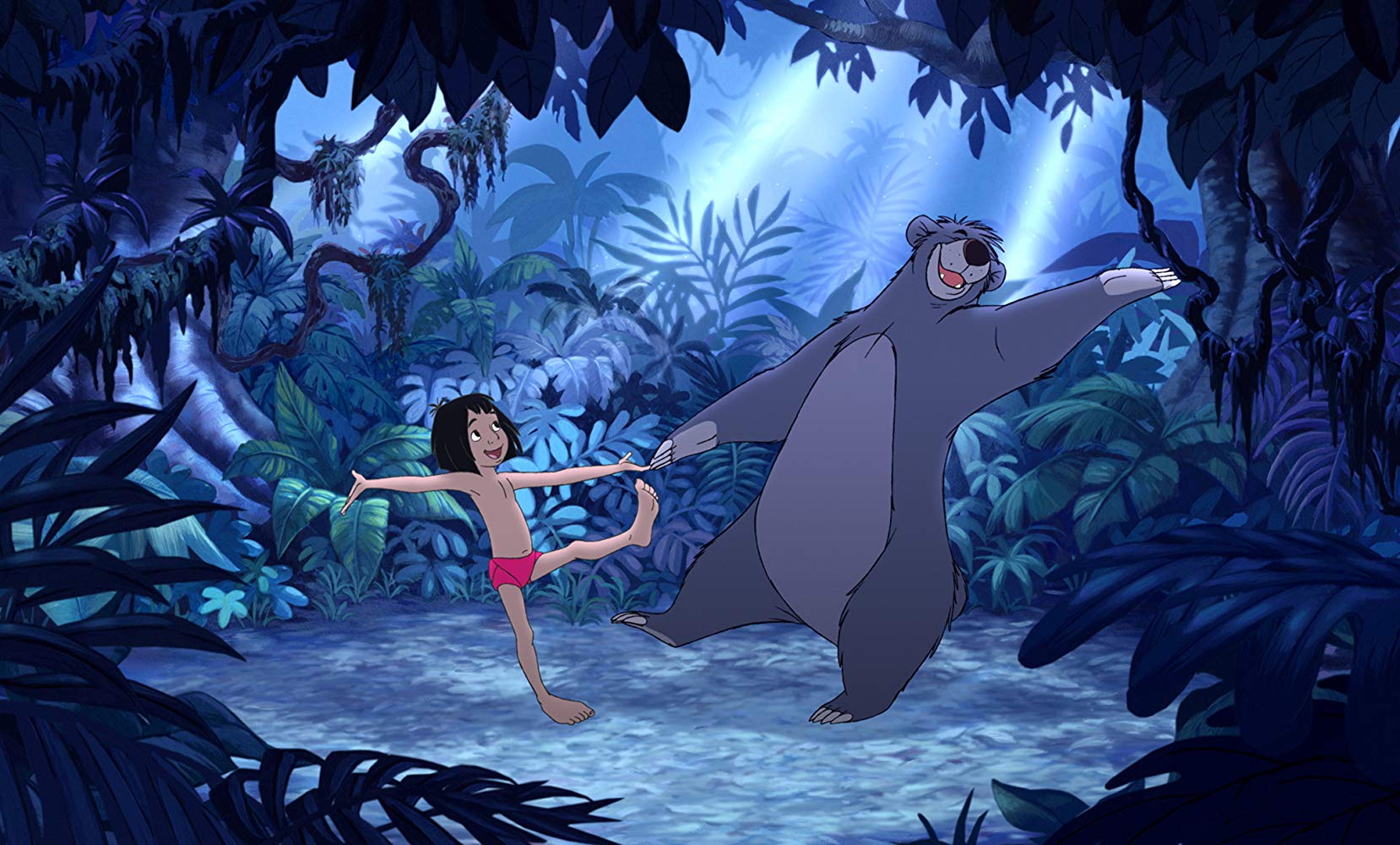 Mowgli (voiced by Haley Joel Osment) and Baloo (voiced by John Goodman) in The Jungle Book 2 (2003)
