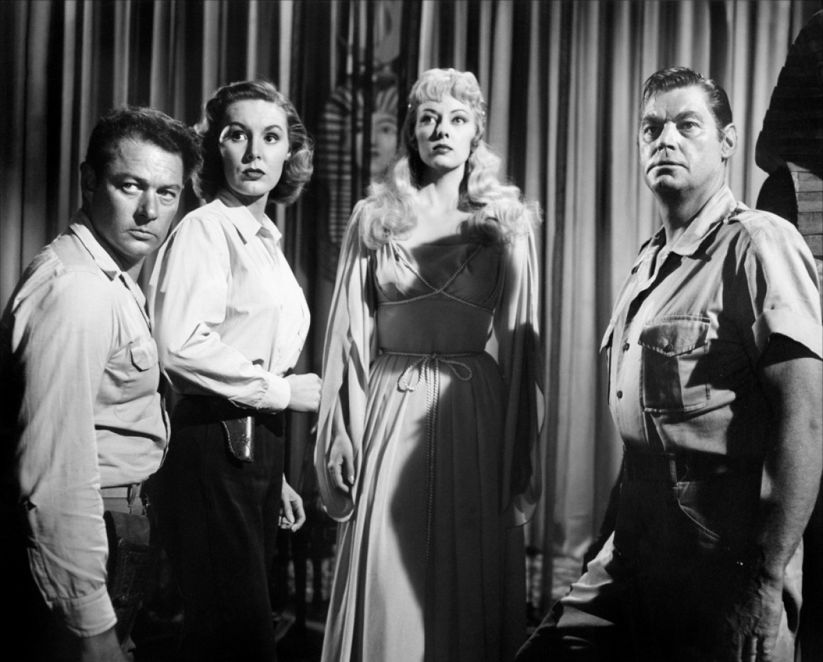 William Henry, Jean Byron, Helene Stanton and Johnny Weissmuller in Jungle Moon Men (1955)