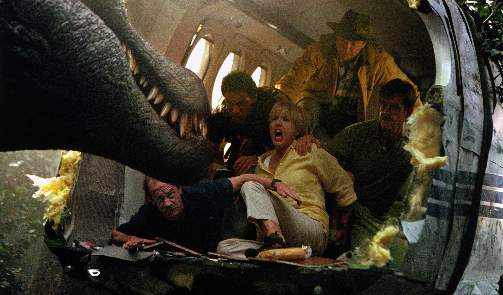 Michael Jeter, Alessandro Nivola, Téa Leoni, Sam Neill and William H. Macy in Jurassic Park III (2001)