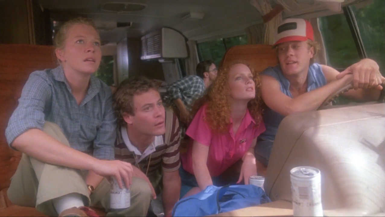 Deborah Benson, Chris Lemmon, Jamie Rose, Gregg Henry, Ralph Seymour (back) in Just Before Dawn (1981)