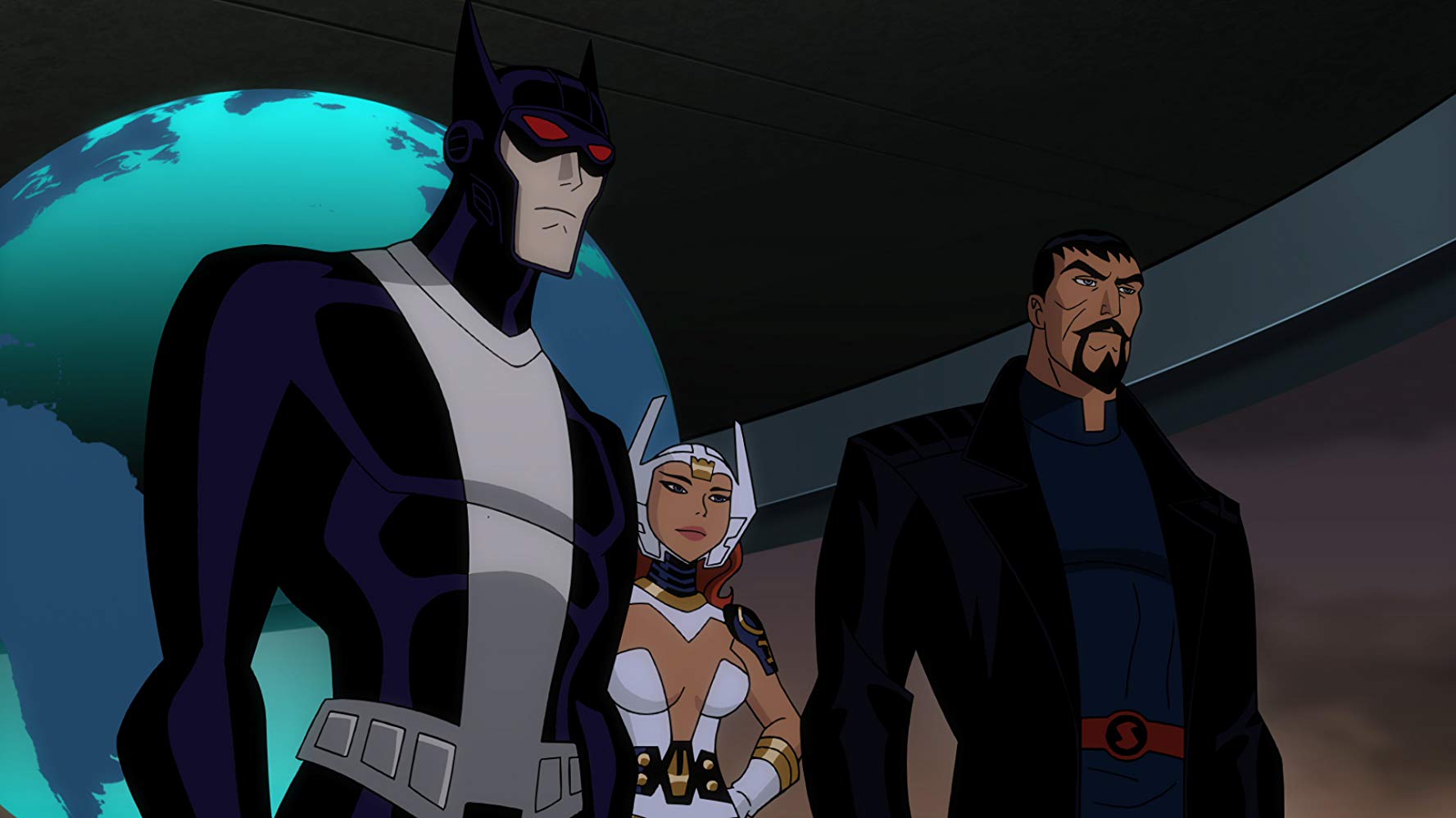 The alternate world Justice League - Batman, Wonder Woman and Superman in Justice League Gods and Monsters (2015)