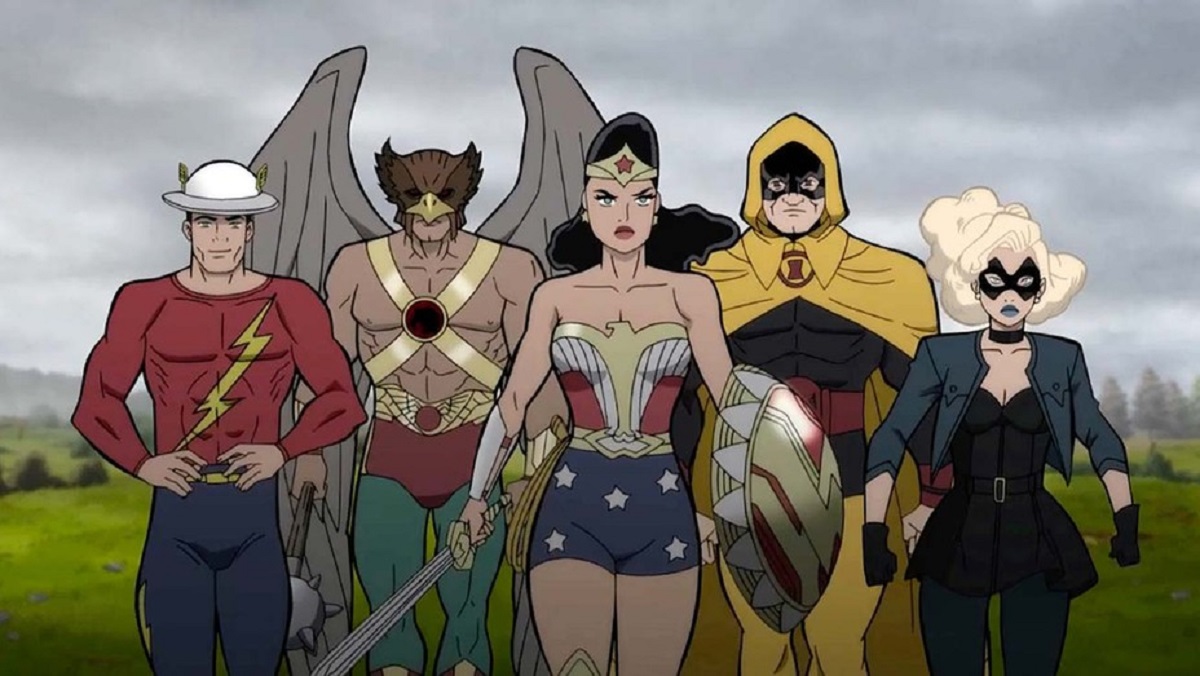 The Flash (Jay Garrick), Hawkman, Wonder Woman, Hourman and Black Canary in Justice Society: World War II (2021)