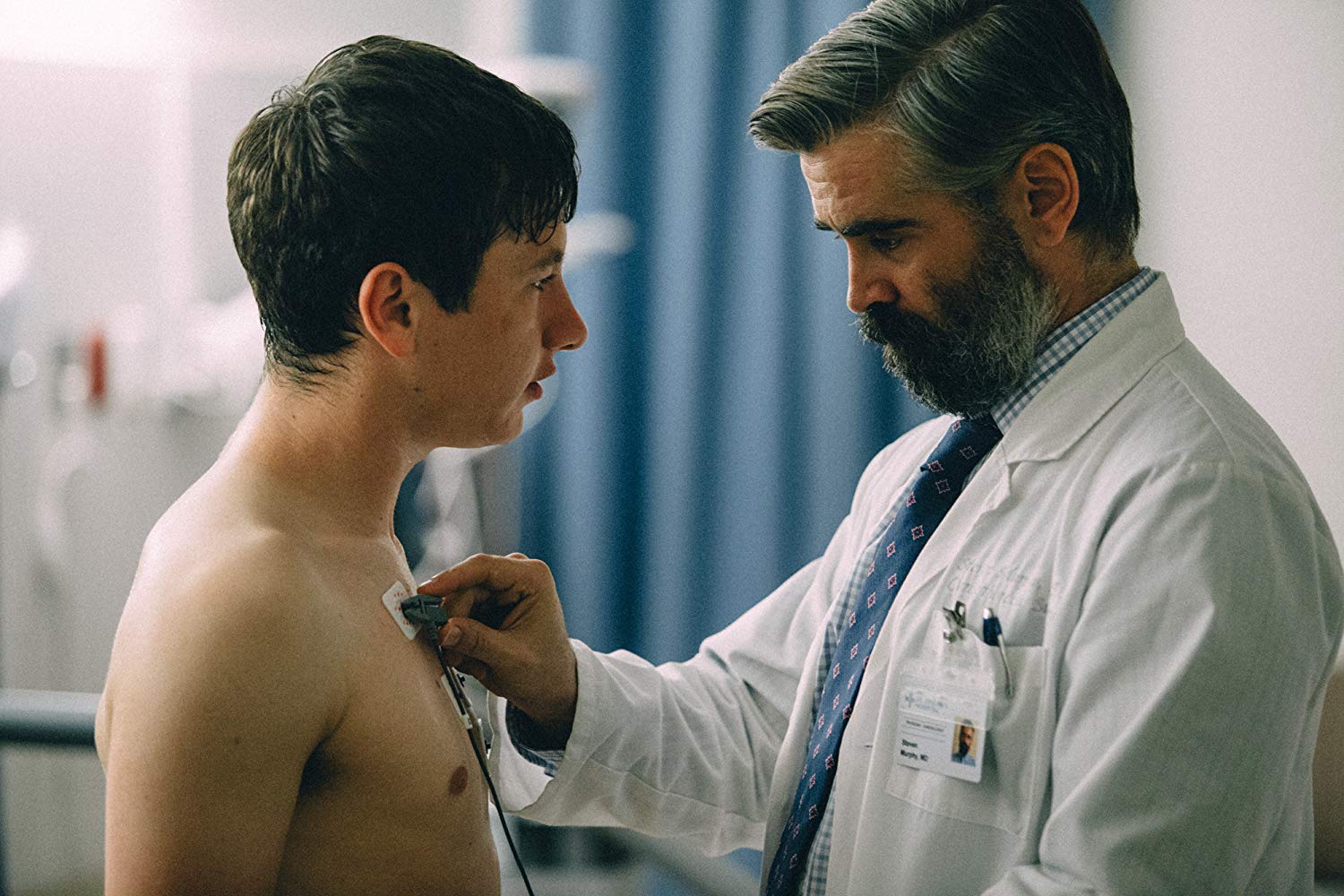 Surgeon Steven Murphy (Colin Farrell) (r) and young Martin Lang (Barry Keoghan) (l) in The Killing of a Sacred Deer (2017