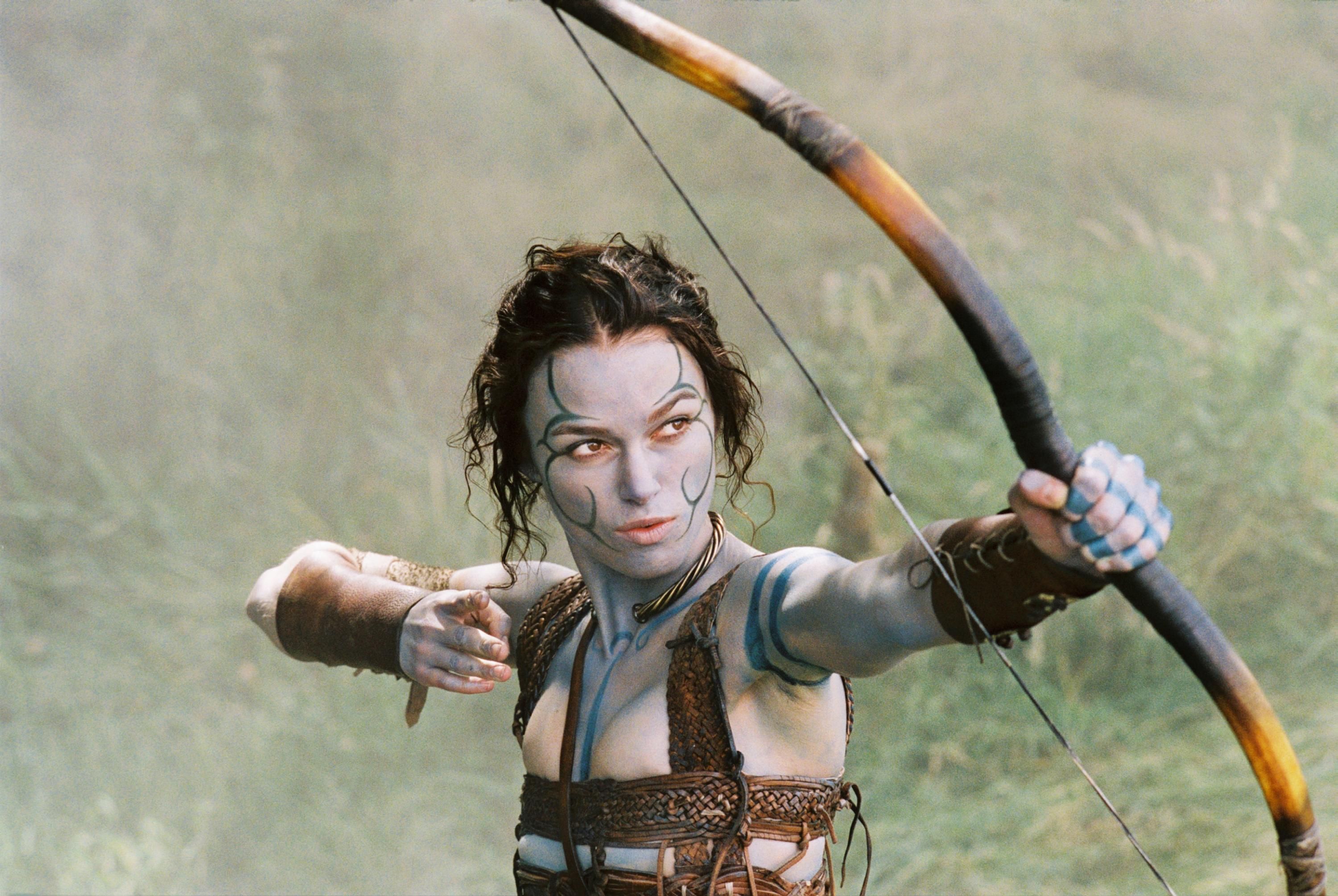 Keira Knightley as Guinevere, now a Celtic warrior woman in King Arthur (2004)