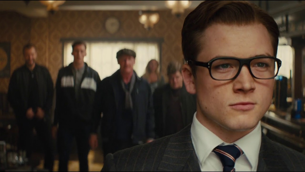 Eggsy (Taron Egerton) about to enter action as a Kingsman agent in Kingsman: The Secret Service (2015)