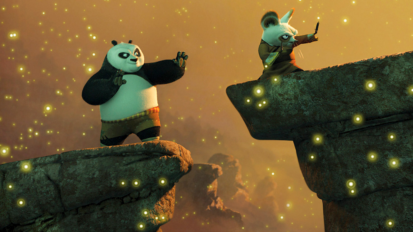 Po in training with Master Shifu in Kung Fu Panda (2008)