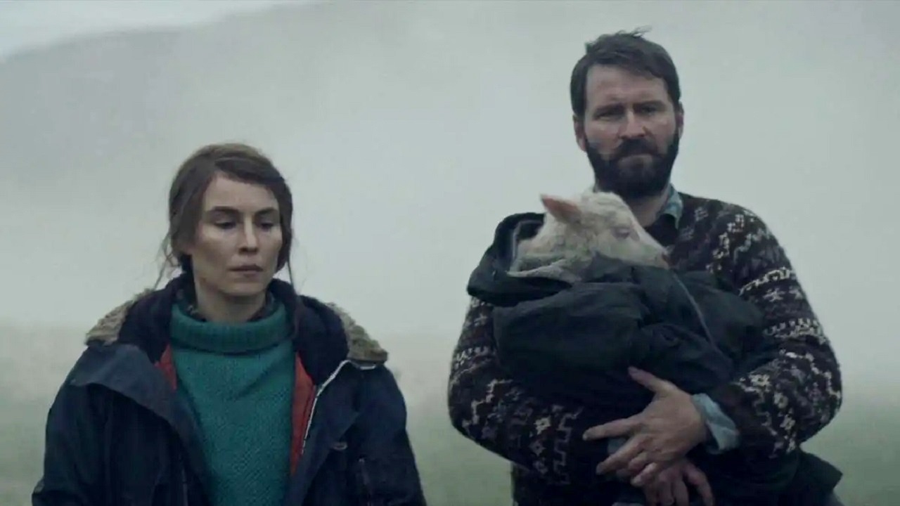 Noomi Rapace, Hilmir Snær Guðnason and Ada in Lamb (2021)