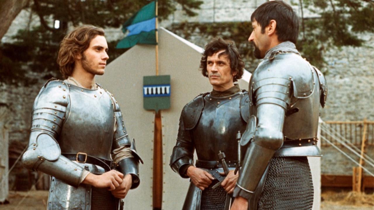 The Knights of the Round Table - Gauvain (Humbert Balsan), Lancelot (Luc Simon) and Mordred (Patrick Bernard) in Lancelot du Lac (1974)