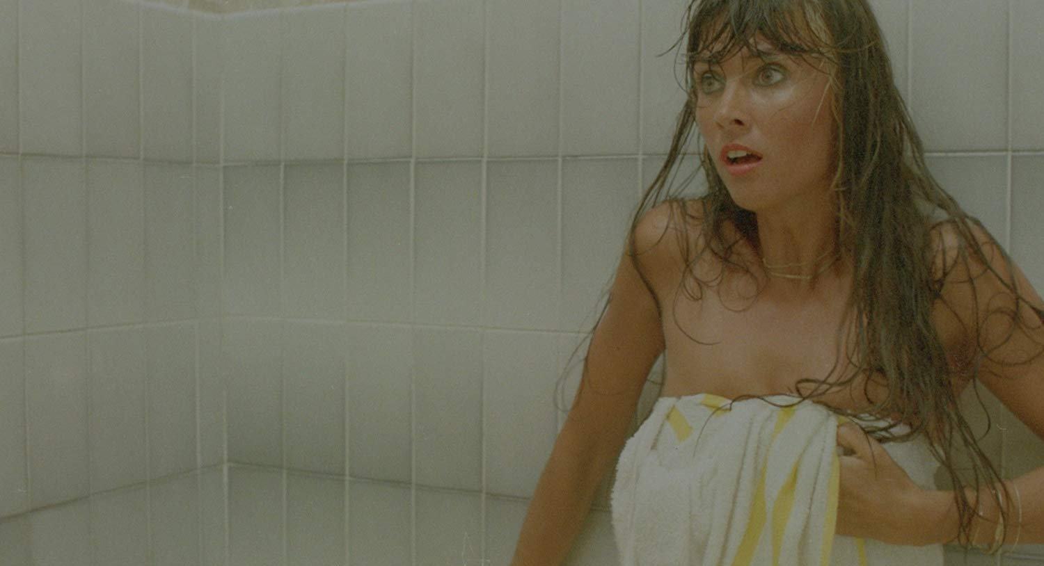 Caroline Munro in towel in The Last Horror Film (1982)