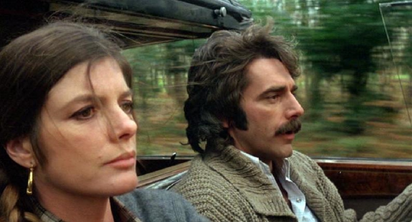 Katharine Ross and Sam Elliott head through the countryside in The Legacy (1978)