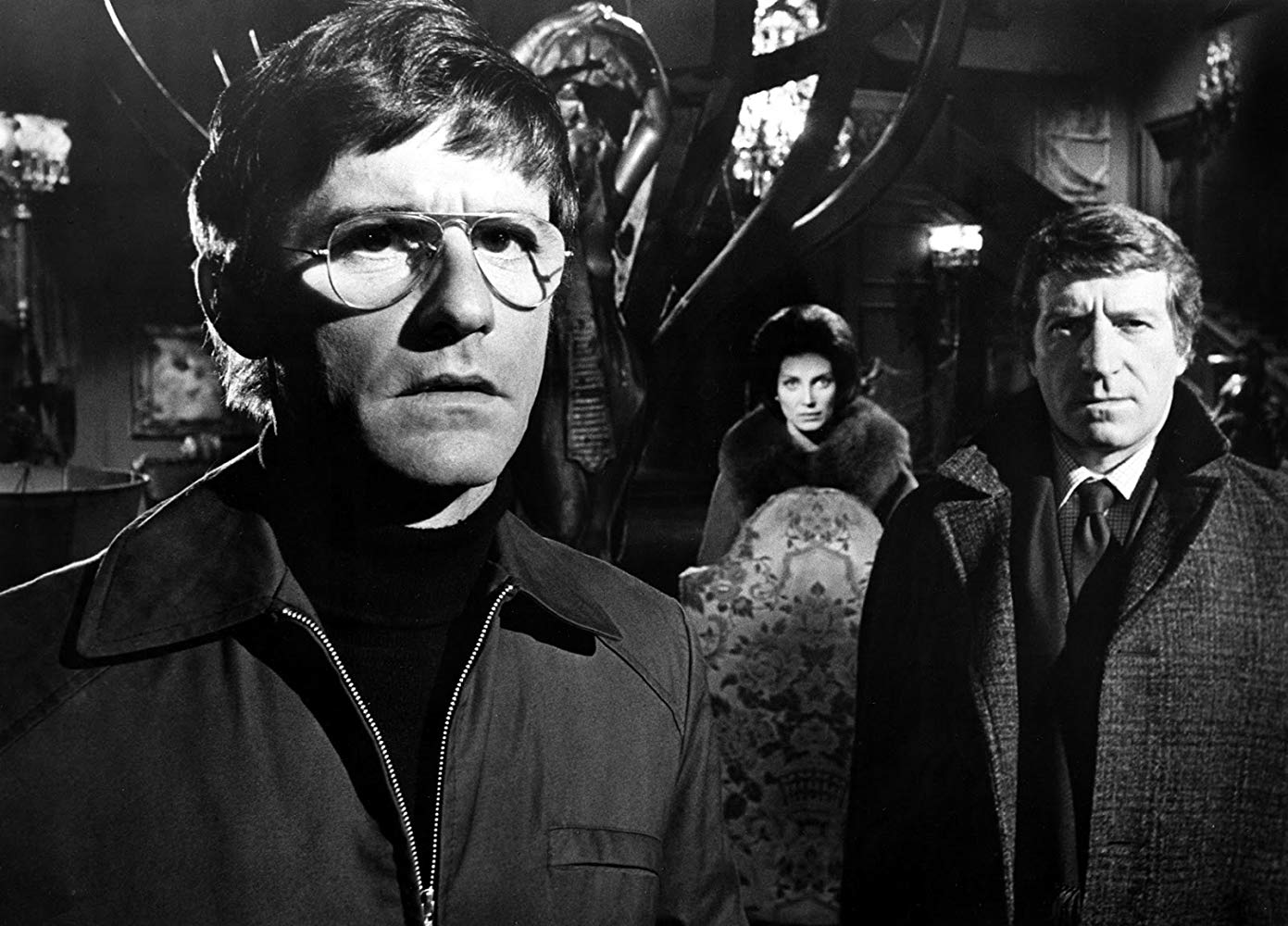 The team of parapsychologists - Roddy McDowall, Gayle Hunnicutt, Clive Revill - in The Legend of Hell House (1973)