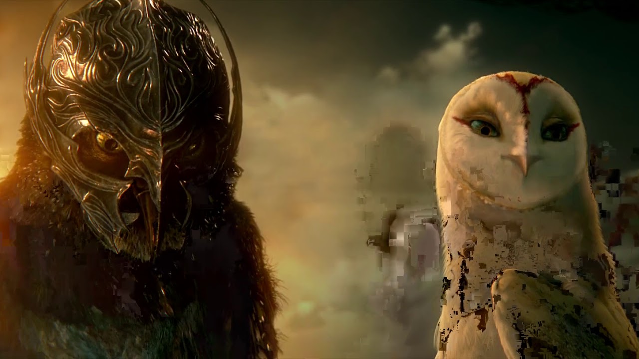 Metal Beak (voiced by Joel Egerton) and Queen Nyra (voiced by Helen Mirren) in The Legend of the Guardians: The Owls of Ga'Hoole (2010)
