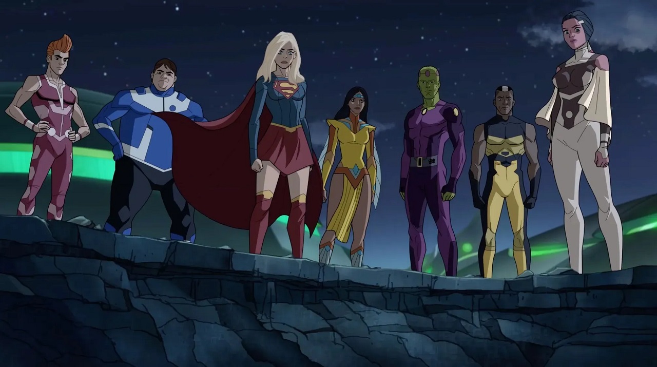 Element Lad, Bouncing Boy, Supergirl, Dawnstar, Brainiac 5, Timber Wolf and Phantom Girl in Legion of Super-Heroes (2023)