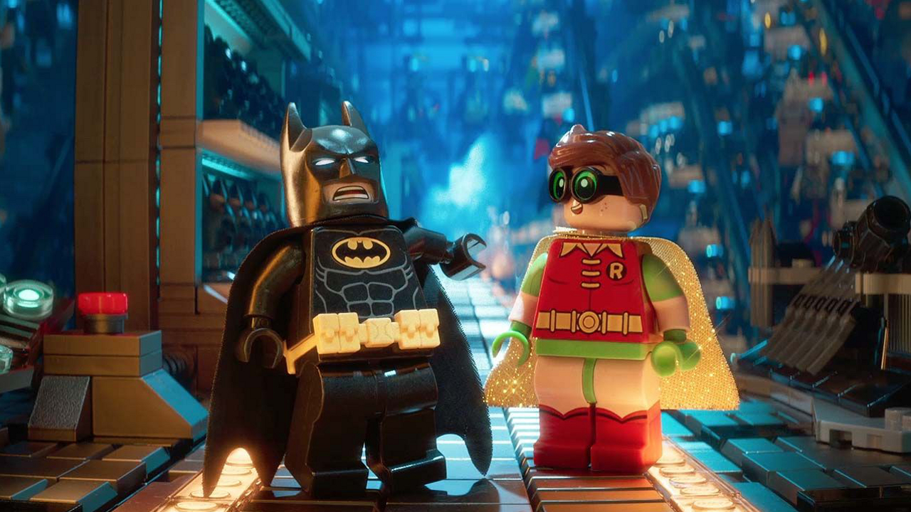 Lego Batman (voiced by Will Arnett) and Robin (voiced by Michael Cera) in The Lego Batman Movie (2017)