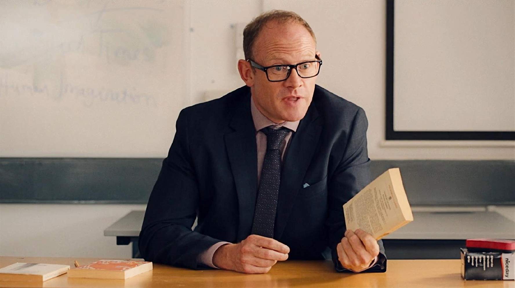 Robert Hands as Mr Gale, a milquetoast schoolteacher who snaps and tortures pupils in The Lesson (2015)