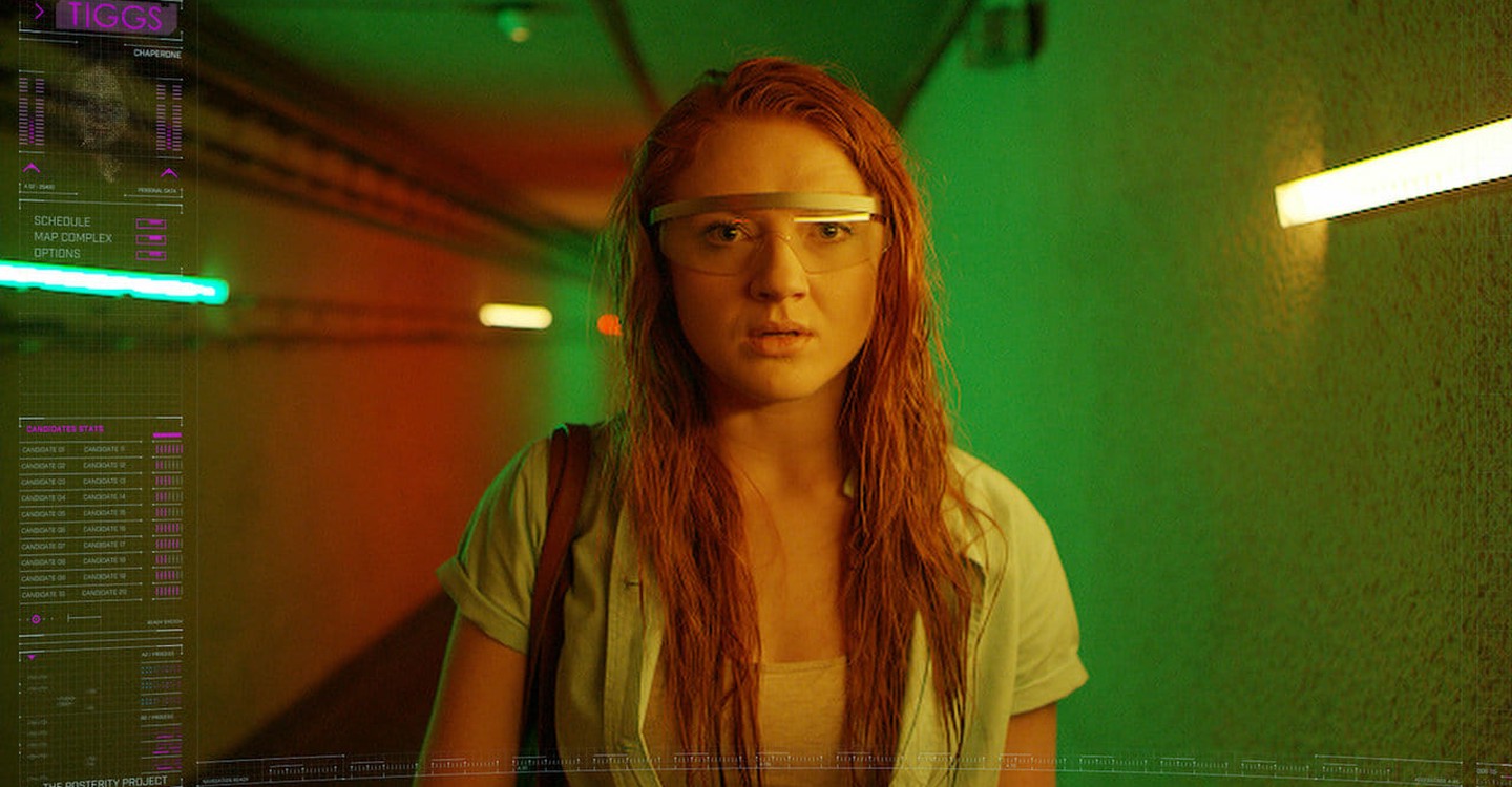 Jenny (Elizabeth Morris) inside the augmented reality simulation in Let's Be Evil (2016)