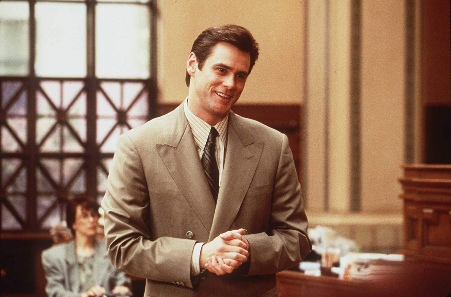 Jim Carrey as lawyer Fletcher Reede, forced to tell he truth for a day in Liar Liar (1997)