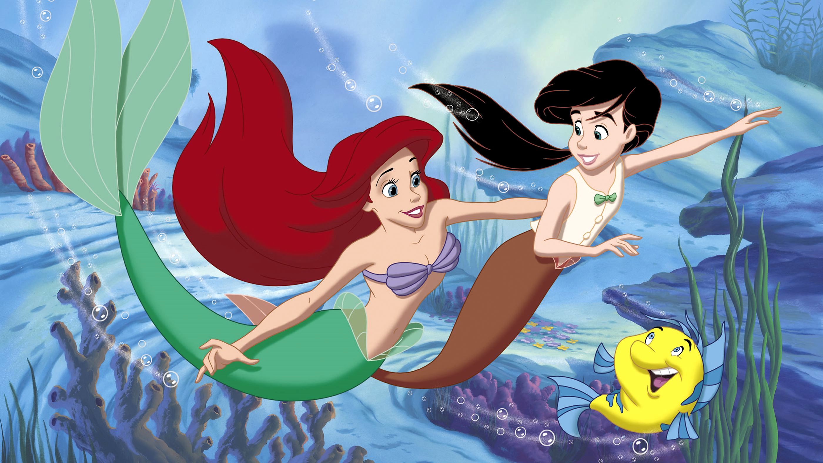 (l to r) Ariel (voiced by Jodi Benson) and her daughter Melody (voiced by Tara Chardenorff) in The Little Mermaid II: Return to the Sea (2000)