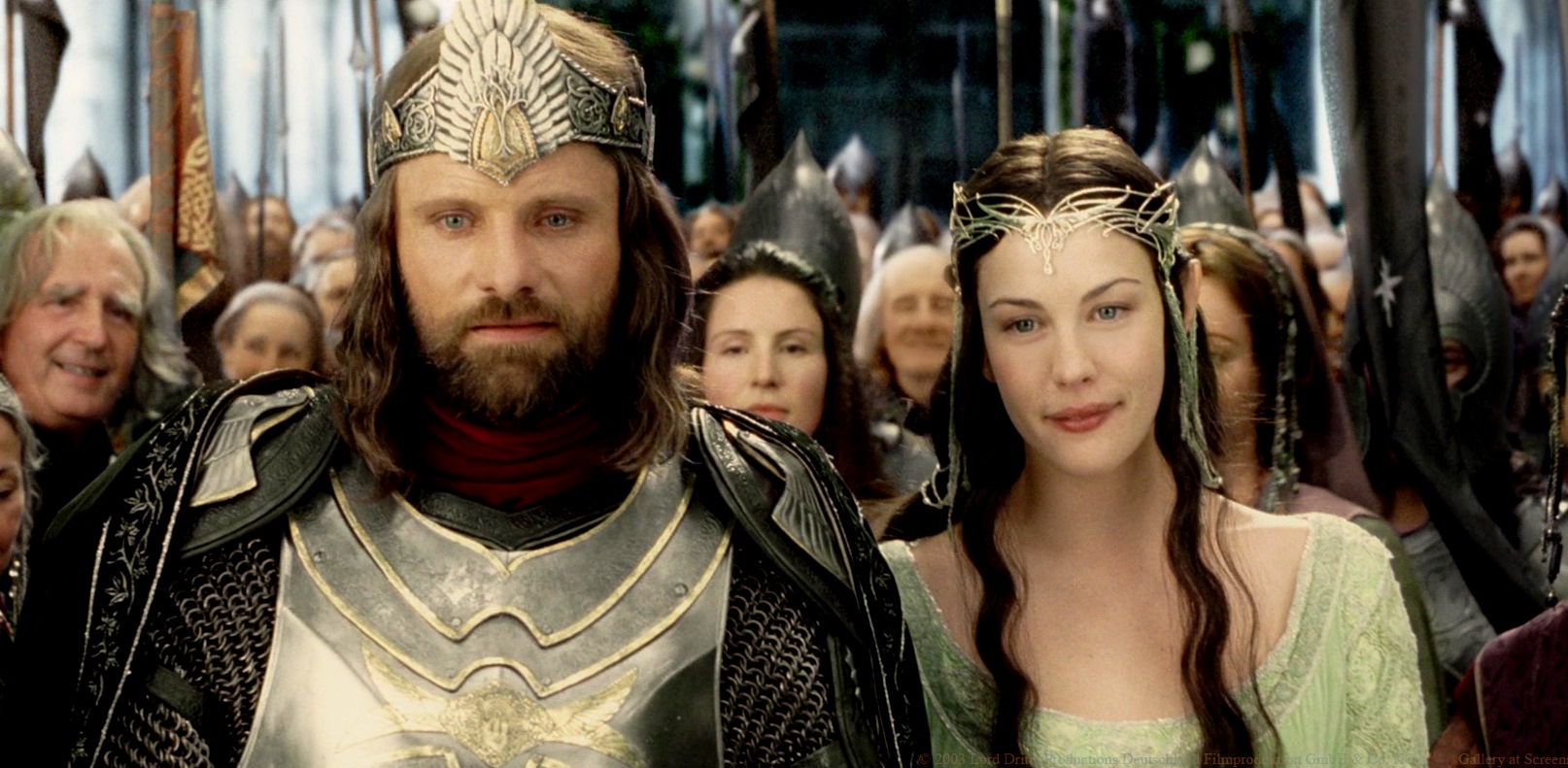 Aragorn (Viggo Mortensen) returns to be the king to marry Arwen (Liv Tyler) in The Lord of the Rings The Return of the King (2003)