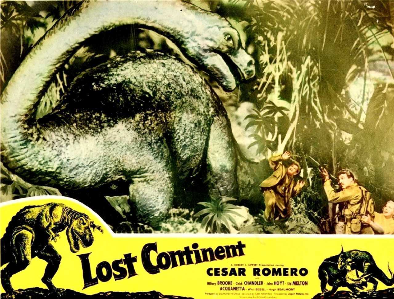 Explorers vs dinosaurs in Lost Continent (1951)