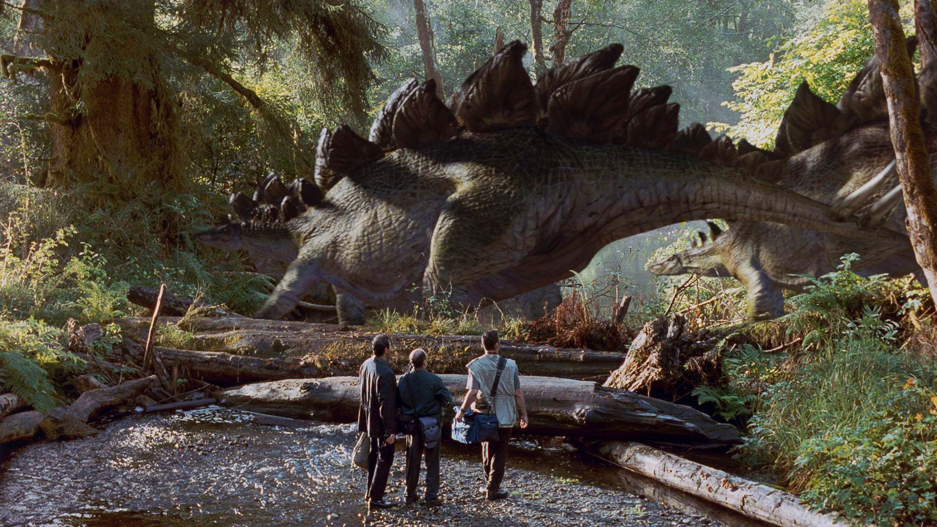 The party encounter a stegosaurus in The Lost World: Jurassic Park (1997)