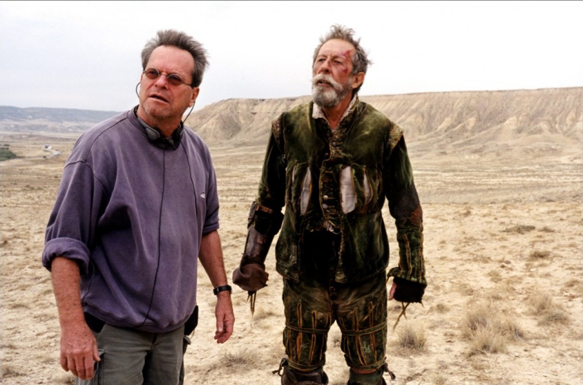 (l to r) director Terry Gilliam and his lead actor Jean Rochefort in Lost in La Mancha (2002)