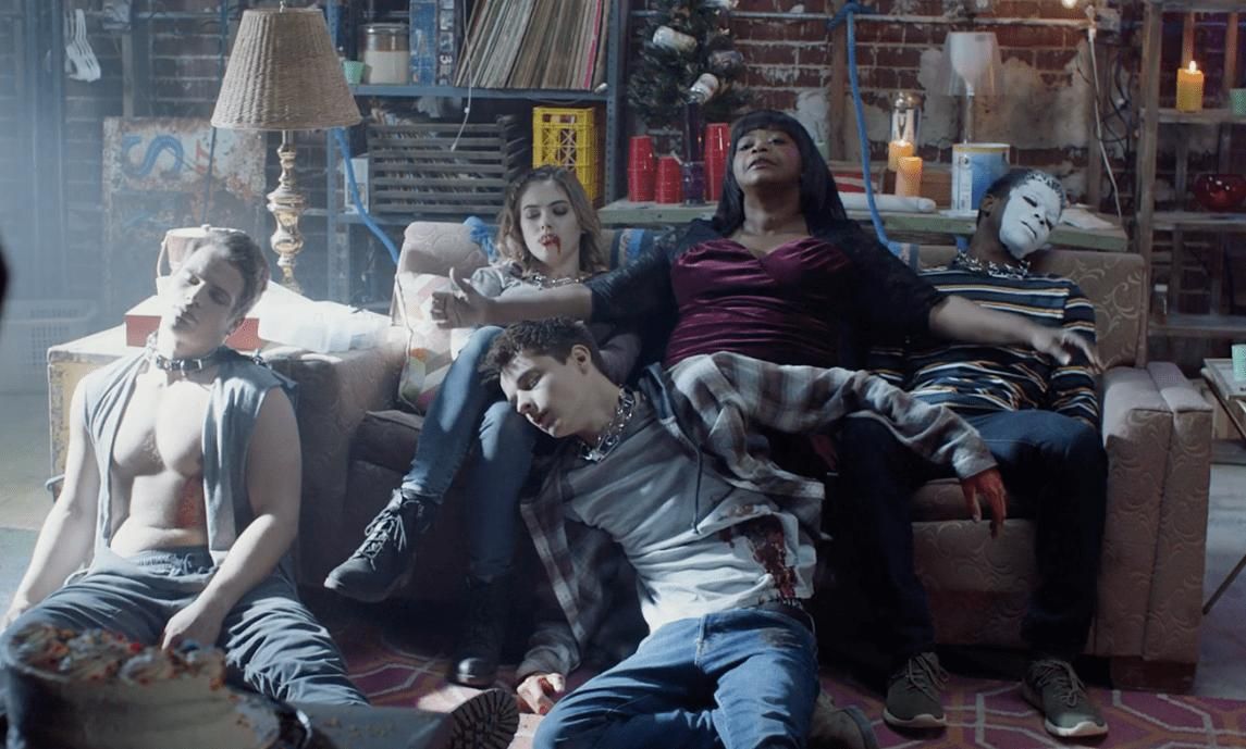 Octavia Spencer poses with tortured teens - (clockwise from left) Gianni Paolo, McKaley Miller, Octavia, Dante Brown and Corey Fogelmanis in Ma (2019)