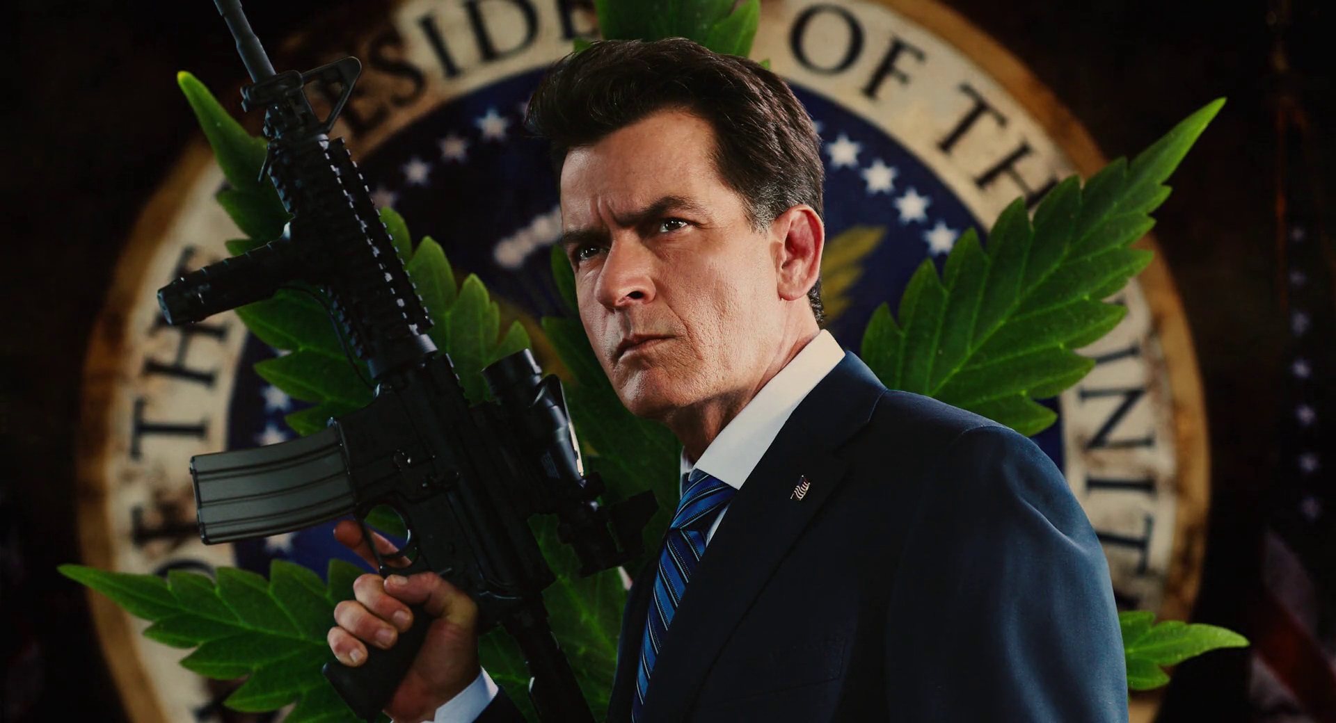 Charlie Sheen (or Carlos Estevez) as the US President in Machete Kills (2013)