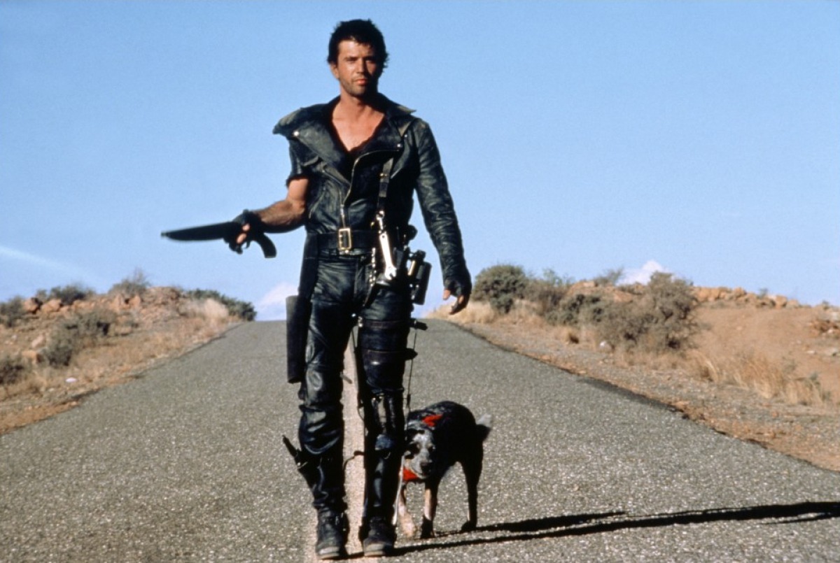 Max (Mel Gibson) and his dog roam the post-holocaust wastelands in Mad Max 2 (1981)