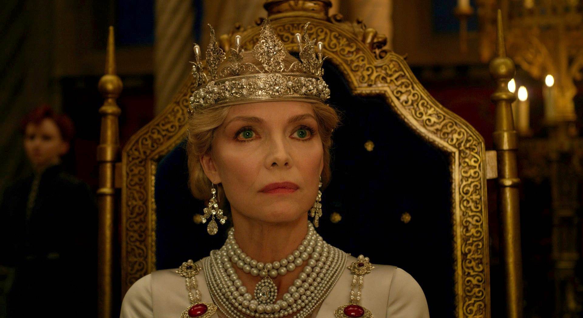 Maleficent gets a worthy nemesis in Queen Ingrith (a wonderfully ice cold Michelle Pfeiffer) in Maleficent, Mistress of Evil (2019)