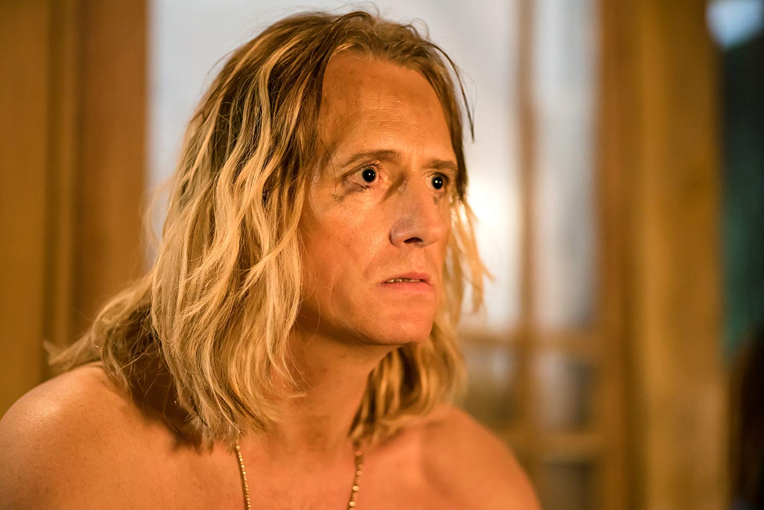 Cult leader Linus Roache in Mandy (2018)