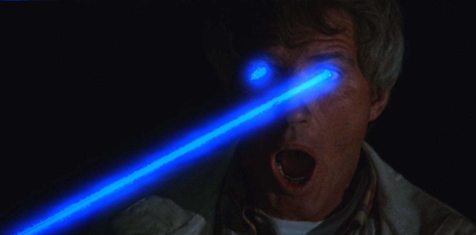 Christopher Connelly blinded by laser beams in Manhattan Baby (1982)