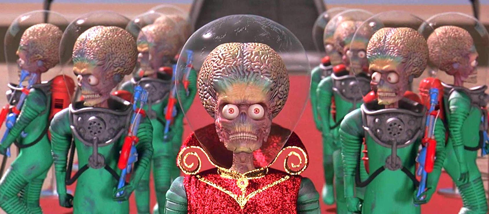 The Martians arrives on Earth in Mars Attacks! (1996)