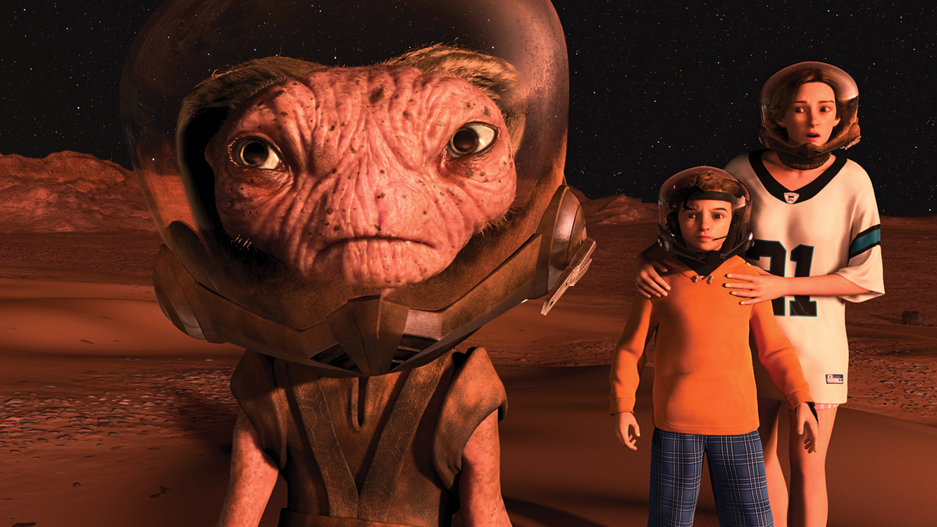 The Supervisor, Milo and Milo's Mom on the Martian surface in Mars Needs Moms (2011)