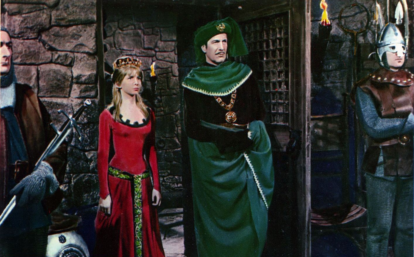 Prince Prospero (Vincent Price) and his sister Francesca (Jane Asher) in The Masque of the Red Death (1964)