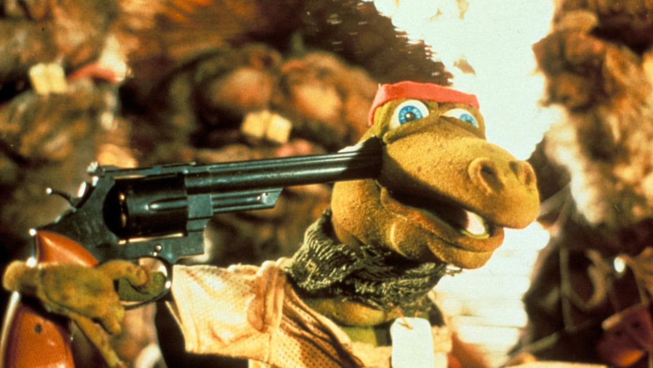 Platoon with puppet frogs in Meet the Feebles (1990)