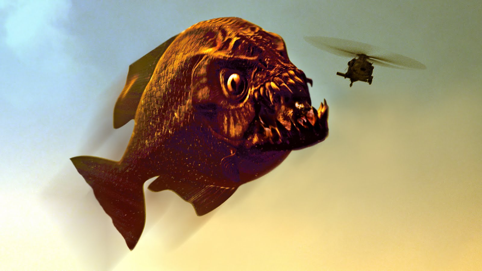 The mega piranha on the attack in Mega Piranha (2010)