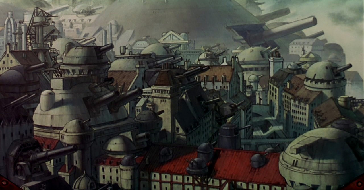 A city built entirely around cannons in the Katsuhiro Otomo directed Cannon Fodder episode of Memories (1995)