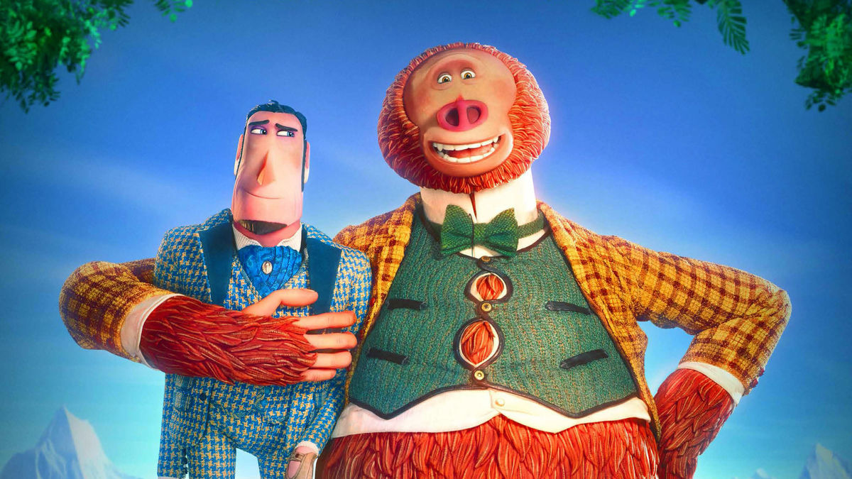 (l to r) Sir Lionel Frost (voiced by Hugh Jackman) and Mr Link (voiced by Zach Galifianakis) in Missing Link (2019)